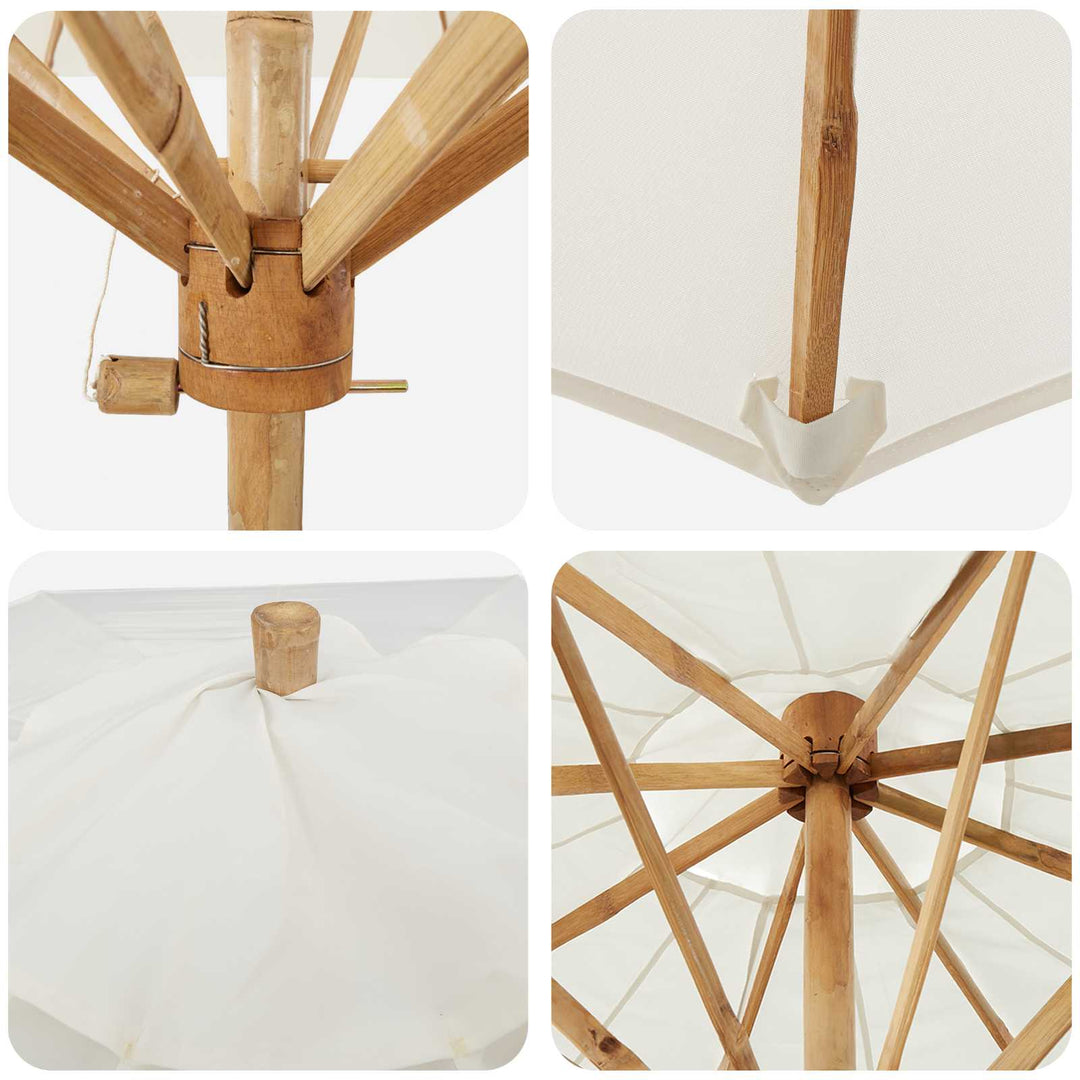 Havesol Ø 240 x 260 cm Bambus Rund Cremehvid