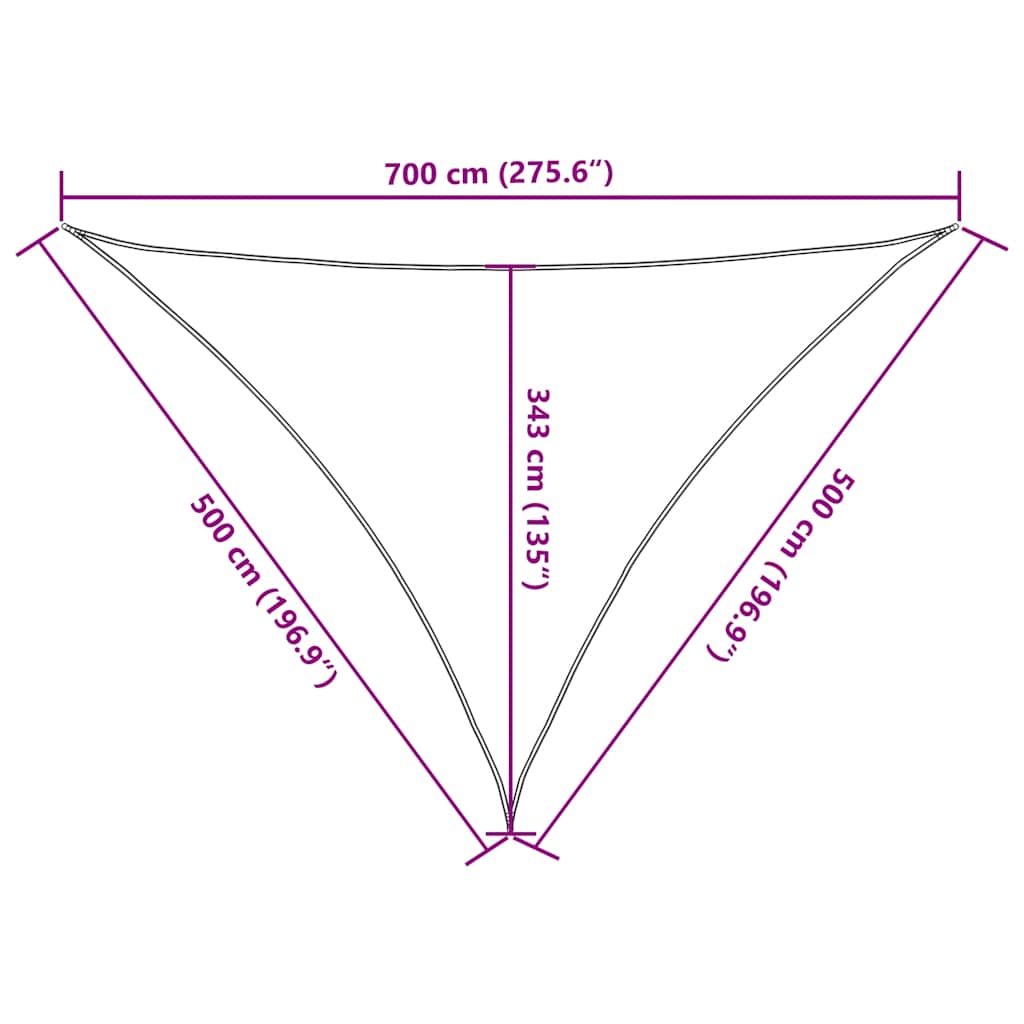 solsejl 7x5x5 m 100 % polyesterstof terrakottafarvet