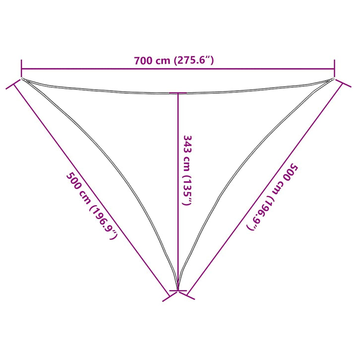 solsejl 7x5x5 m 100 % polyesterstof rød