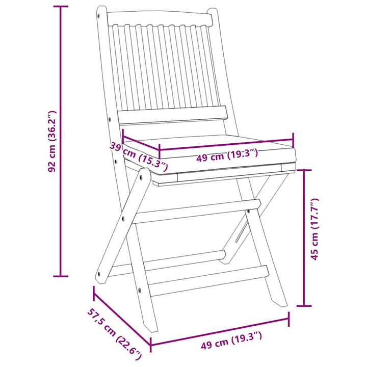 Sammenklappelig stol med pude 4 pcs Grå 49 x 57.5 x 92cm