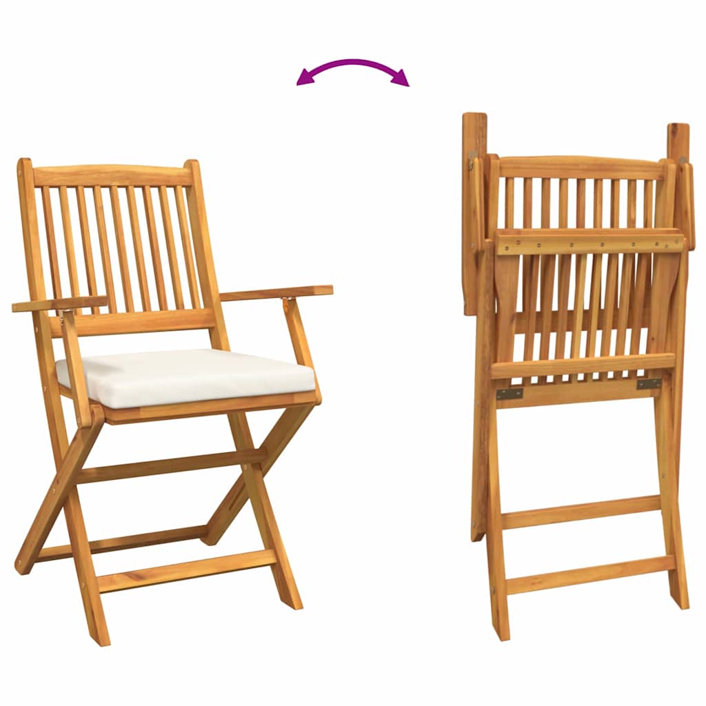 Sammenklappelig stol med pude 6 pcs Hvid 49 x 57.5 x 92cm