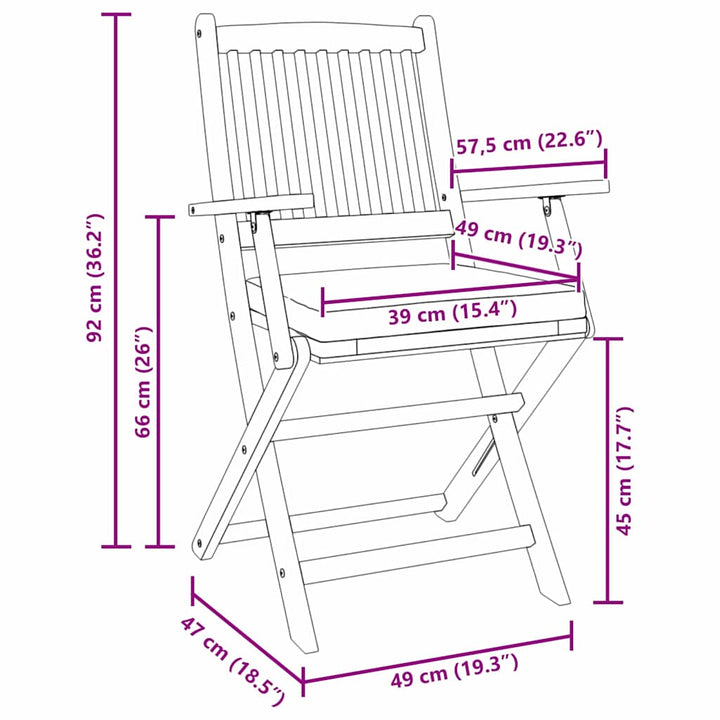 Sammenklappelig stol med pude 6 pcs Hvid 49 x 57.5 x 92cm
