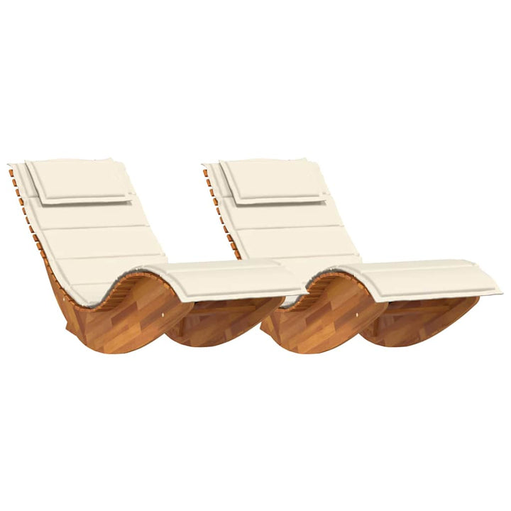 Solstol med pude 2-person 2 pcs Brun Massivt Akacietræ