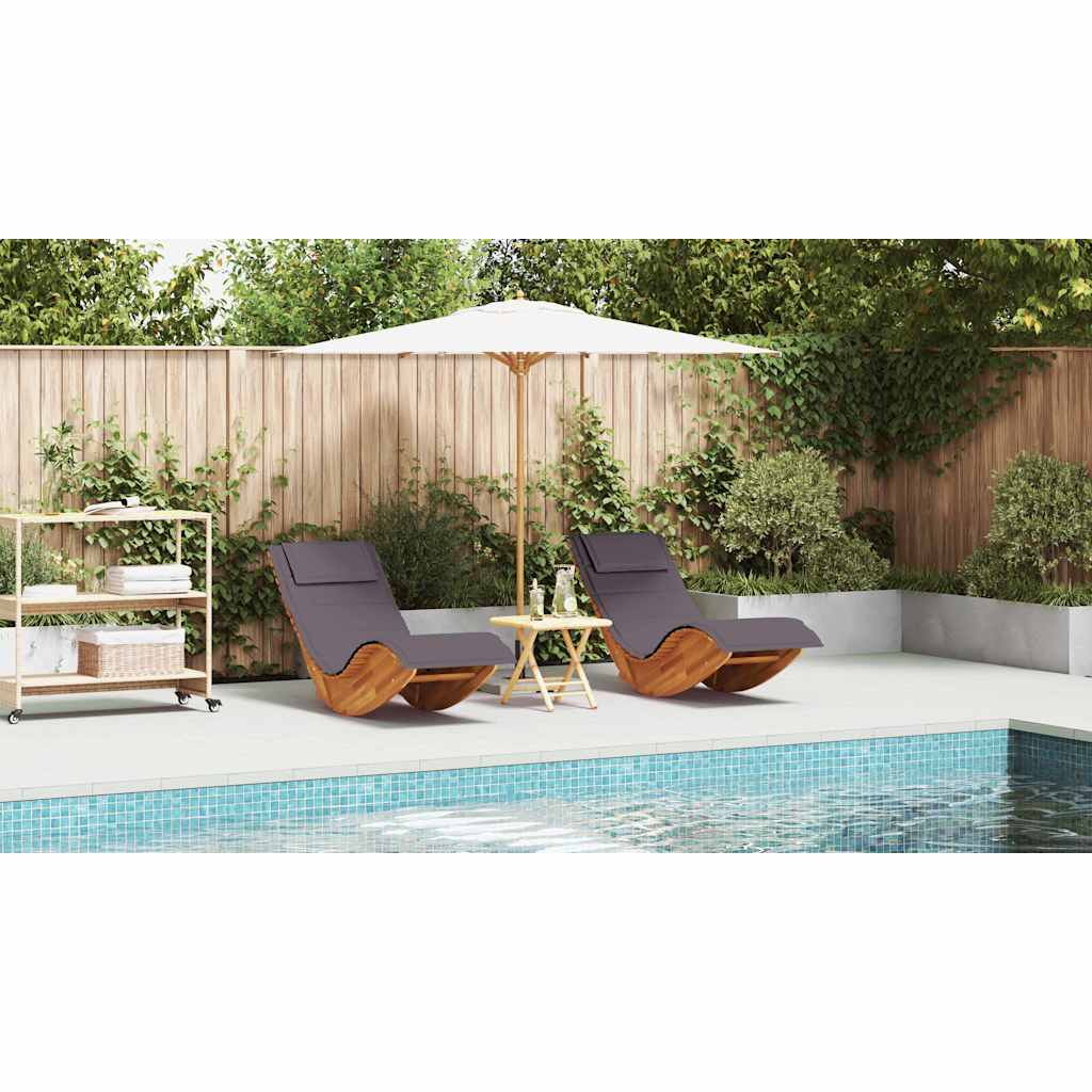 Solstol med pude 2-person 2 pcs Brun Massivt Akacietræ