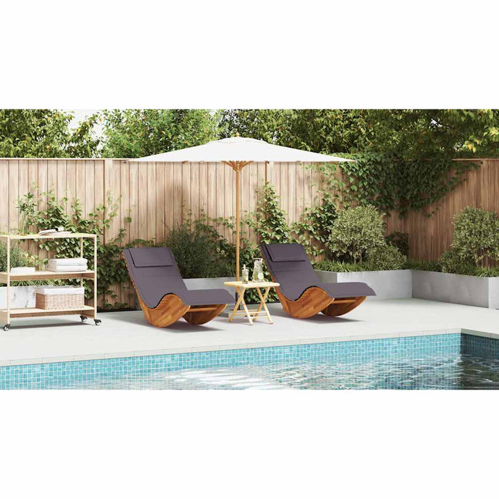 Solstol med pude 2-person 2 pcs Brun Massivt Akacietræ