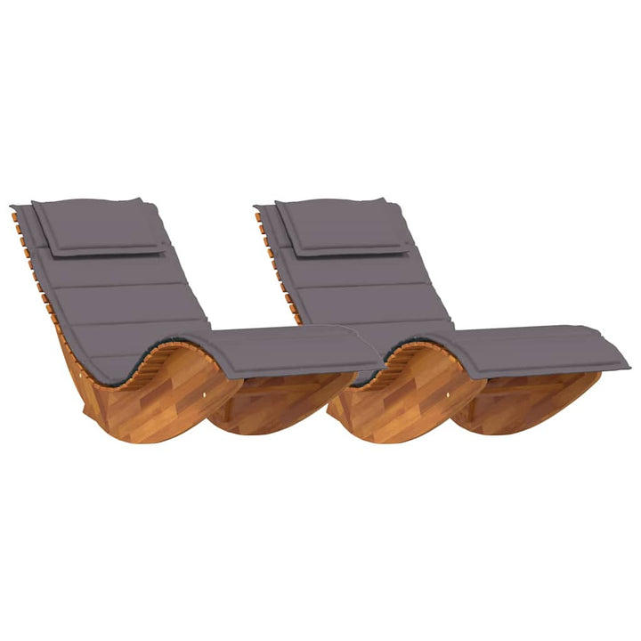 Solstol med pude 2-person 2 pcs Brun Massivt Akacietræ