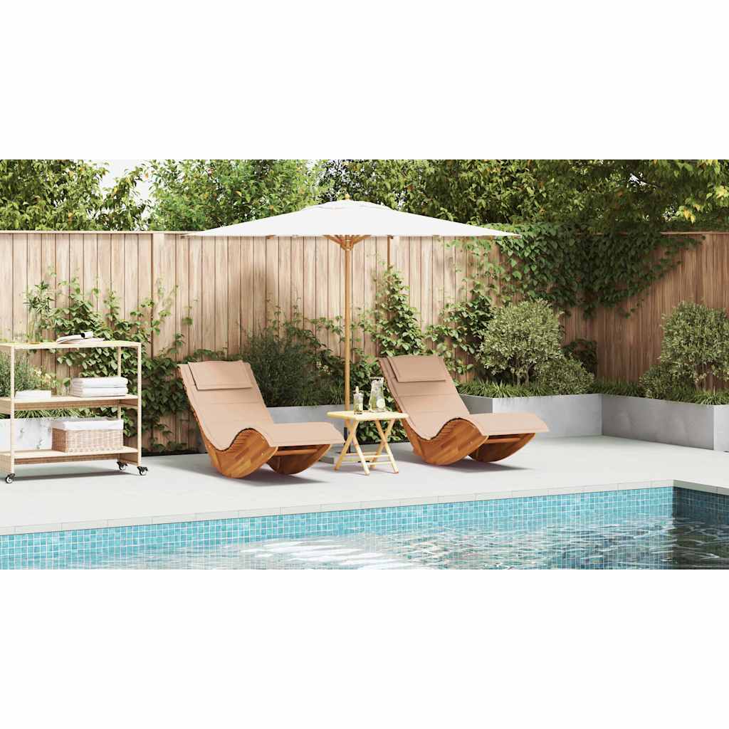 Solstol med pude 2-person 2 pcs Brun Massivt Akacietræ