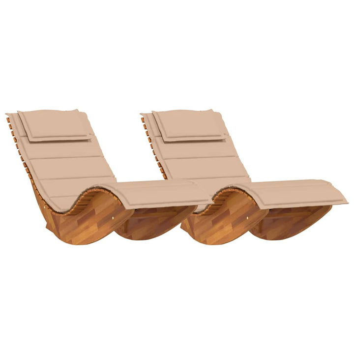 Solstol med pude 2-person 2 pcs Brun Massivt Akacietræ