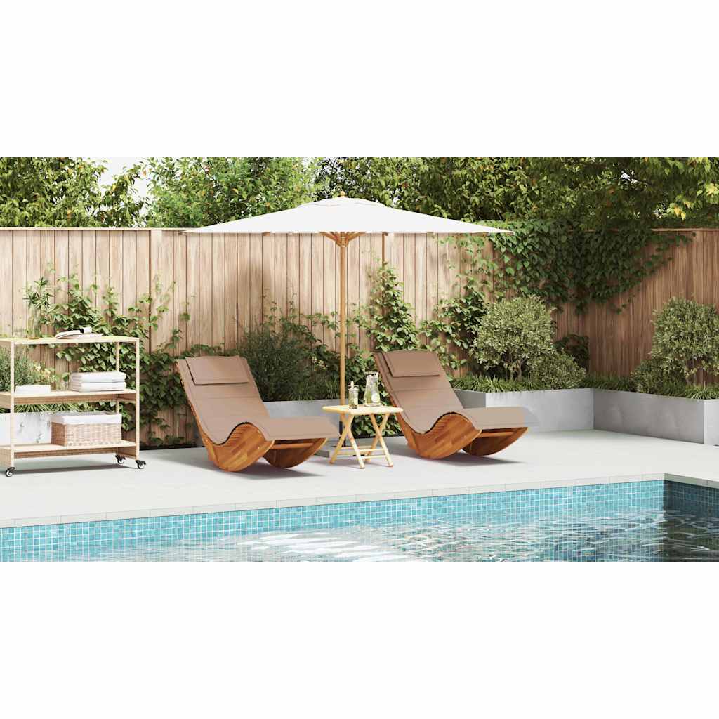 Solstol med pude 2-person 2 pcs Brun Massivt Akacietræ