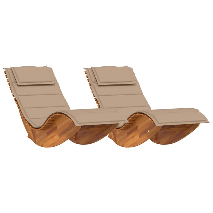 Solstol med pude 2-person 2 pcs Brun Massivt Akacietræ