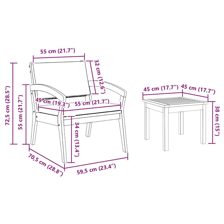 Bistrosæt med pude 5 pcs Brun Polyester