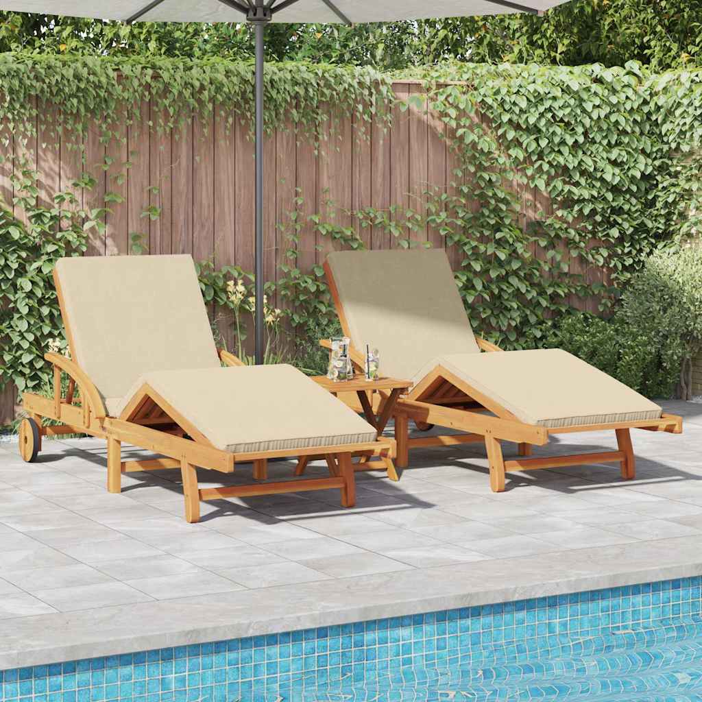 Solstol 2 stk. Massivt Akacietræ Beige
