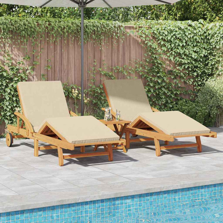 Solstol 2 stk. Massivt Akacietræ Beige