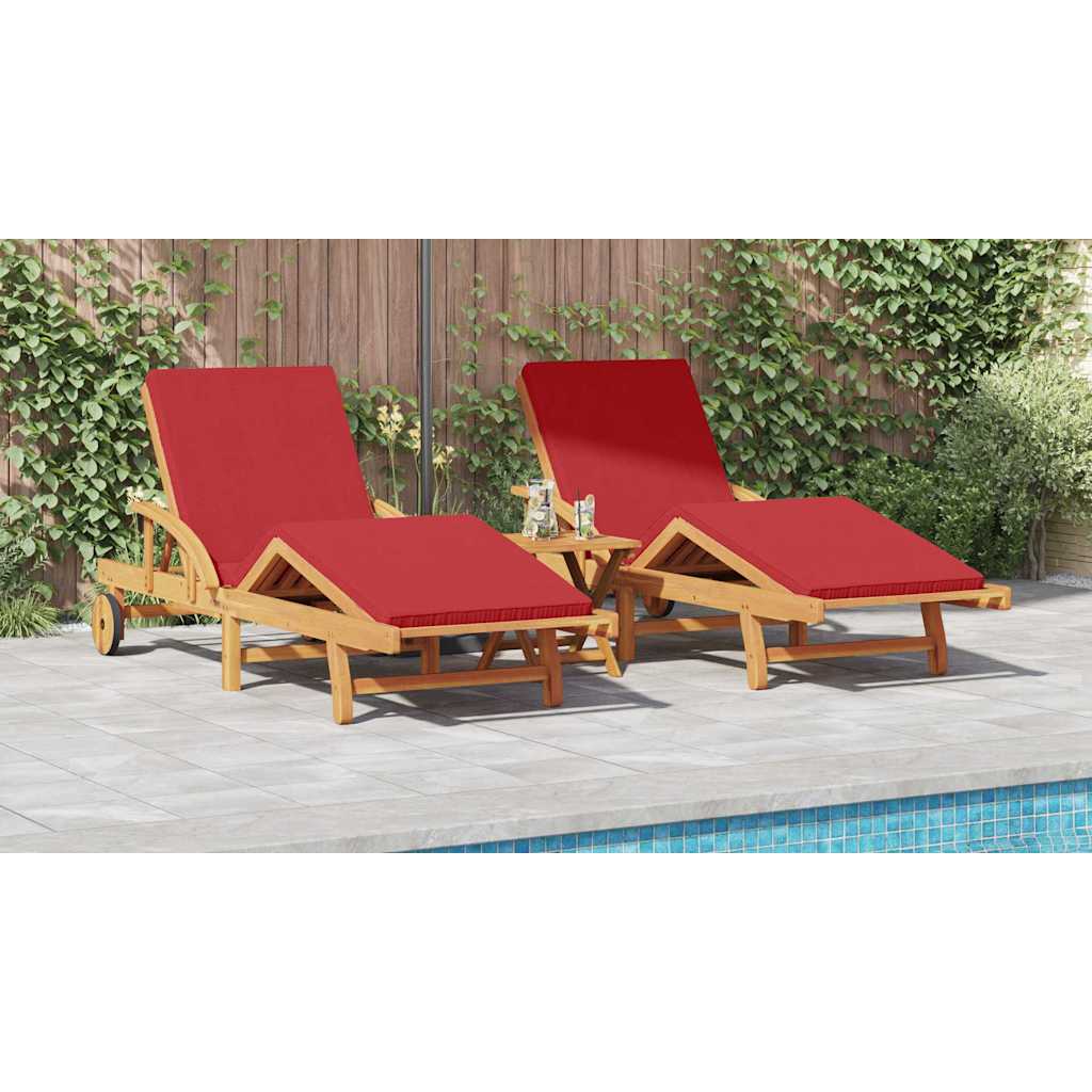 Solstol 2 pcs Rød 200 x 67 x 84 cm Massivt Akacietræ