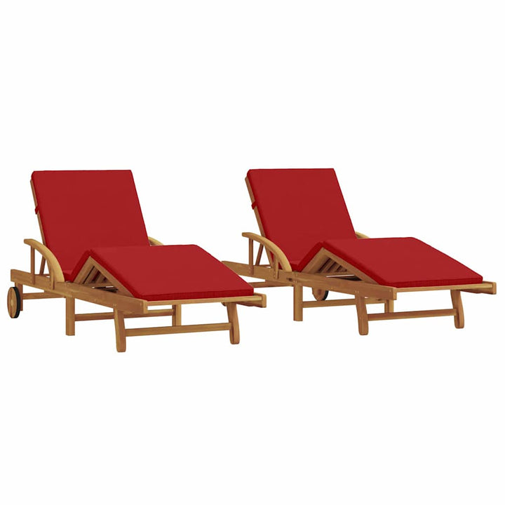 Solstol 2 pcs Rød 200 x 67 x 84 cm Massivt Akacietræ
