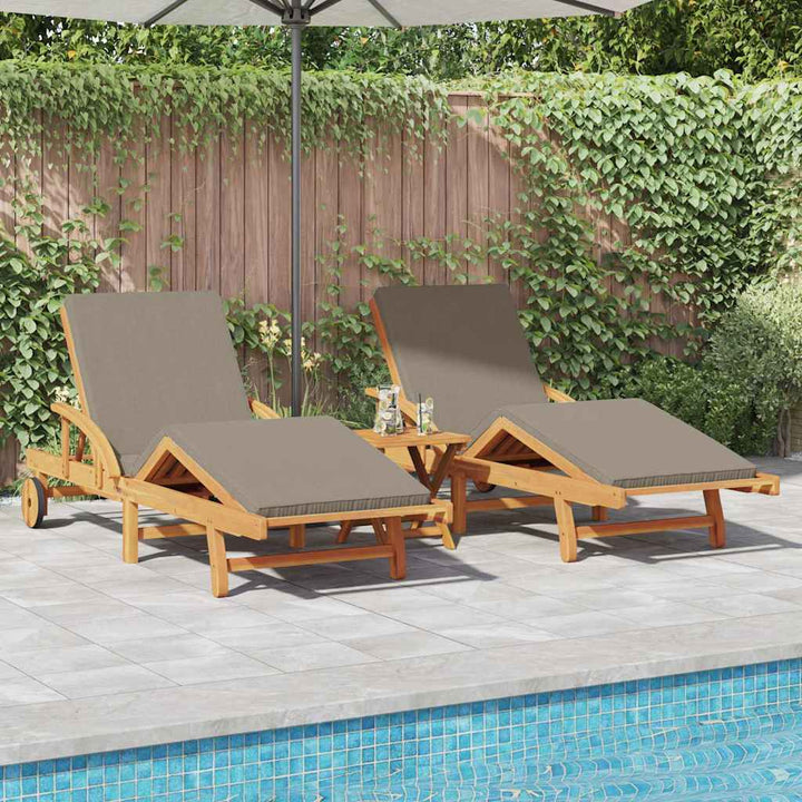 Solstol 3 pcs Gråbrun 200 x 67 x 84 cm Massivt Akacietræ