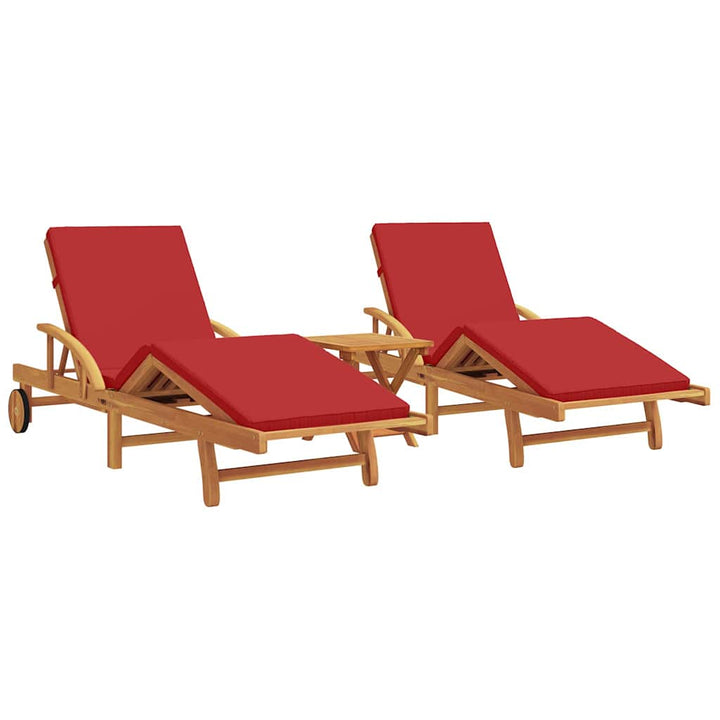 Solstol 3 pcs Rød 200 x 67 x 84 cm Massivt Akacietræ