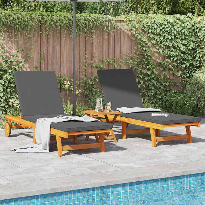 Solstol 2 pcs Brun 65 x 199 x 84 cm Massivt Akacietræ