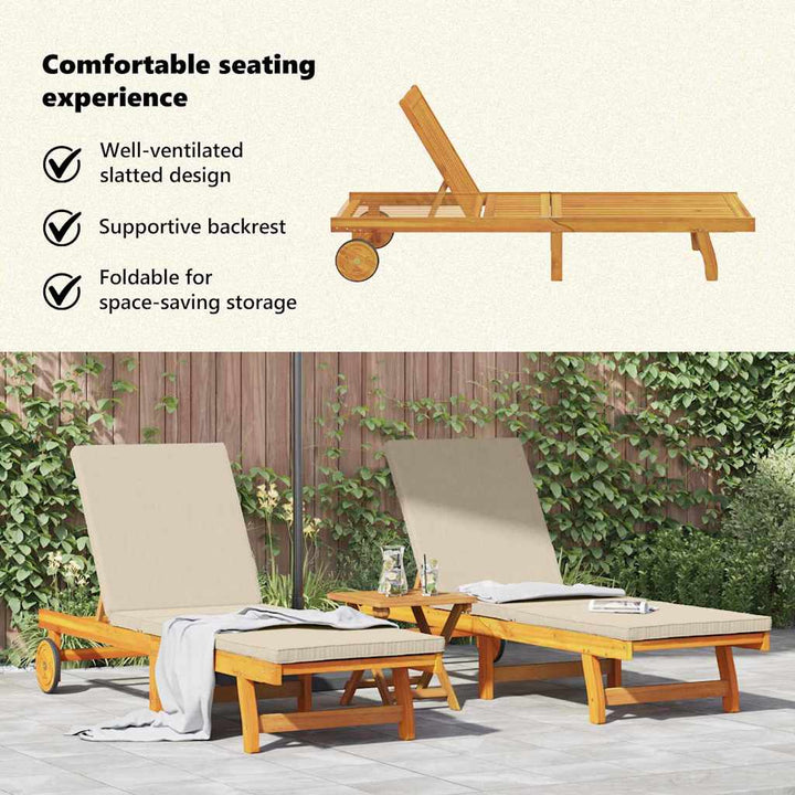 Solstol 2-person 2 pcs Brun Massivt Akacietræ