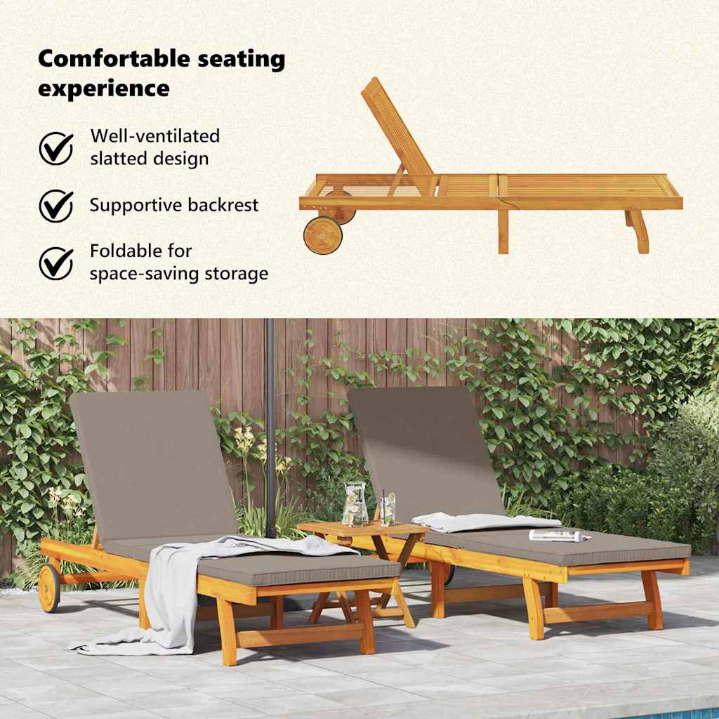 Solstol 2-person 2 pcs Brun Massivt Akacietræ