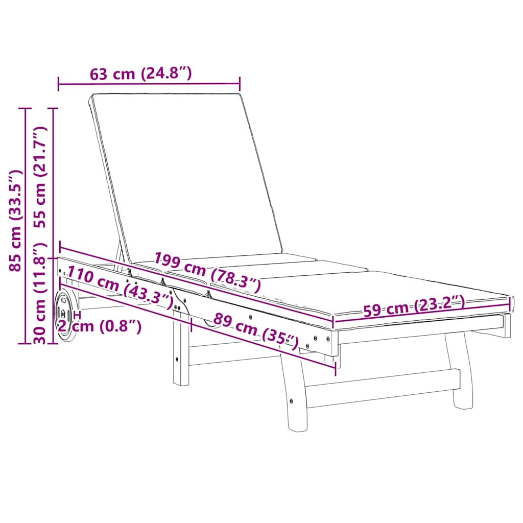 Solstol 2-person 2 pcs Brun Massivt Akacietræ