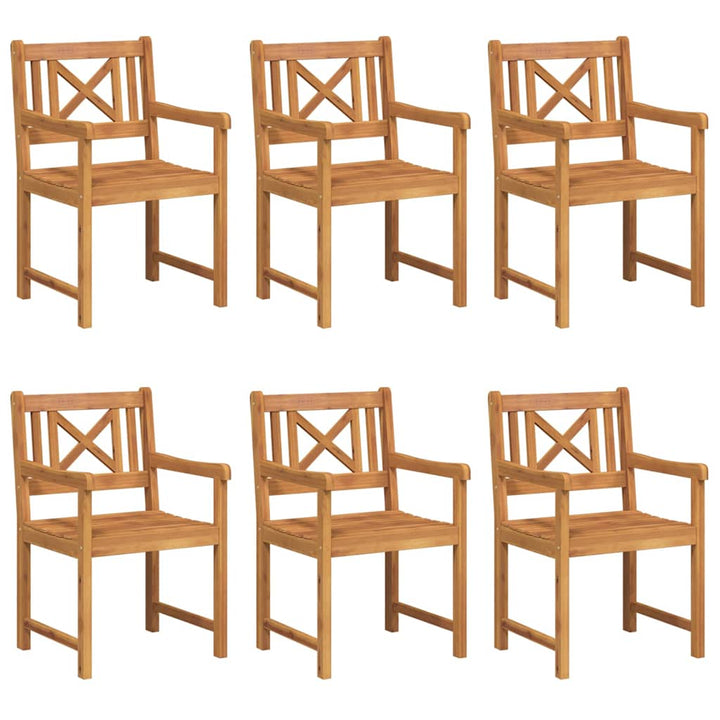 Havestole 6 pcs Naturfarvet Massivt Akacietræ