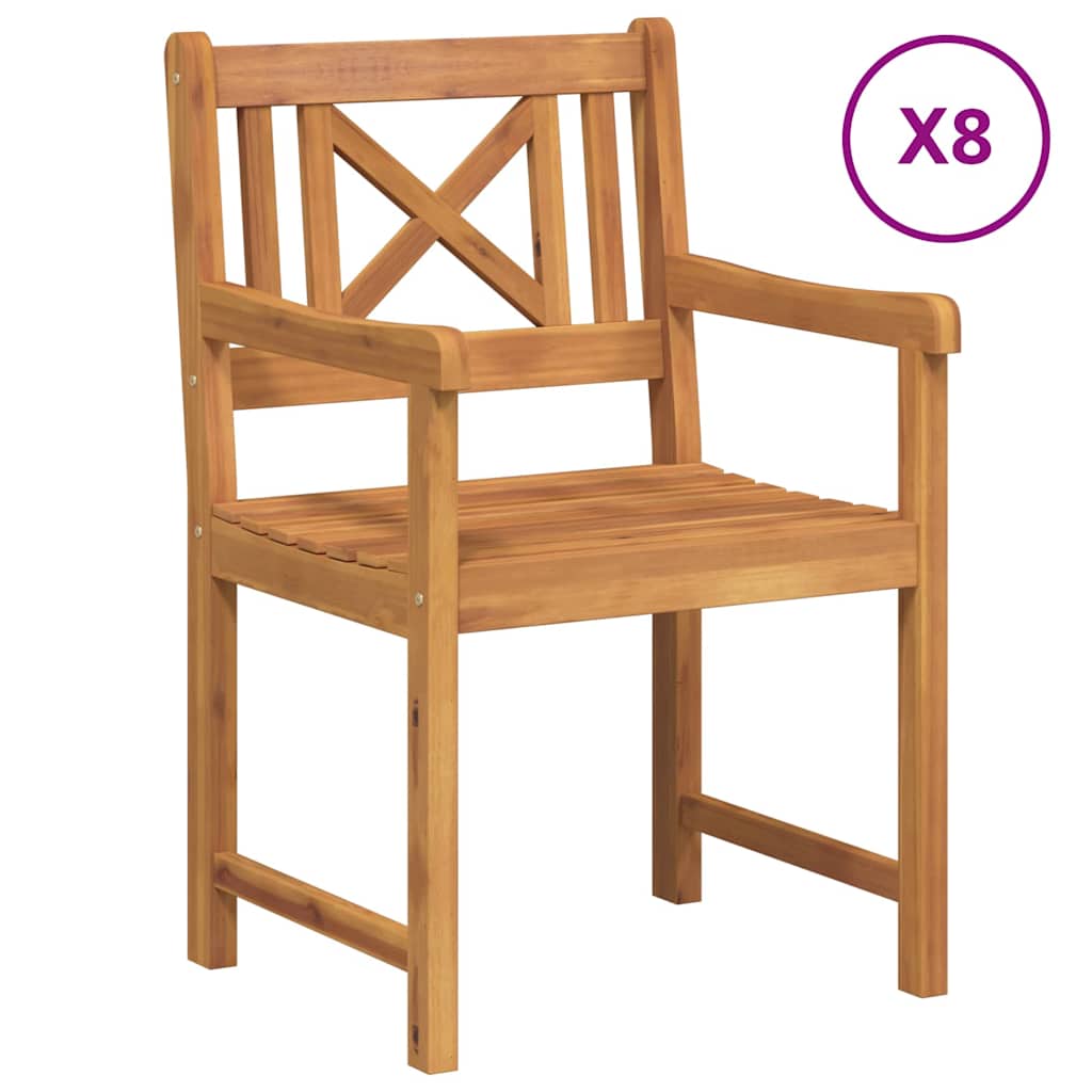 Havestole 8 pcs Naturfarvet Massivt Akacietræ