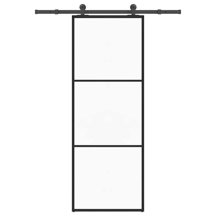 skydedør med hardwaresæt 76x205 cm sikkerhedsglas aluminium