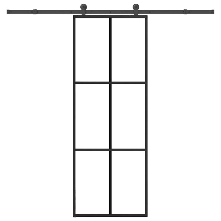 skydedør med hardwaresæt 76x205 cm sikkerhedsglas aluminium