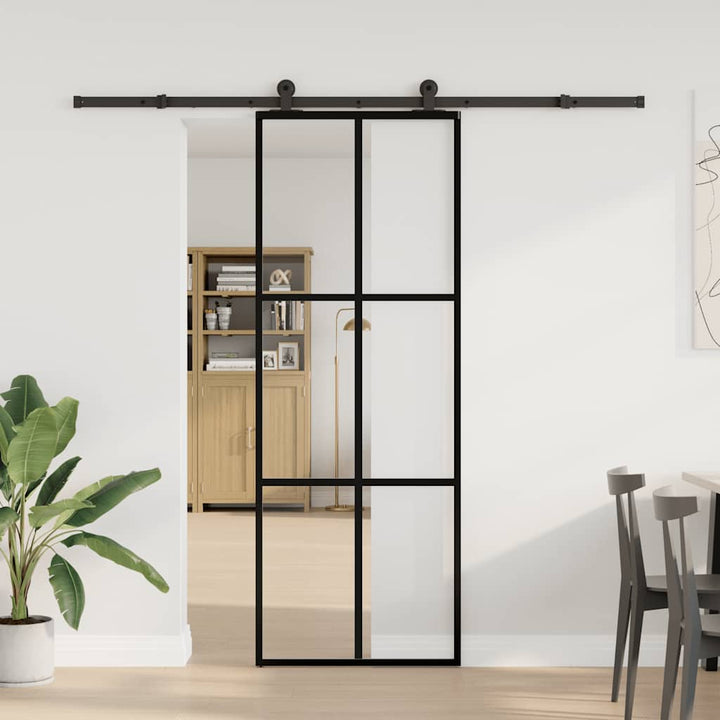skydedør med hardwaresæt 76x205 cm sikkerhedsglas aluminium