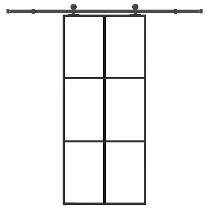 skydedør med hardwaresæt 90x205 cm sikkerhedsglas aluminium