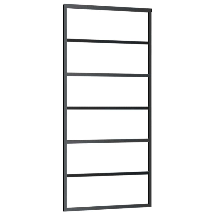 skydedør med hardwaresæt 90x205 cm sikkerhedsglas aluminium