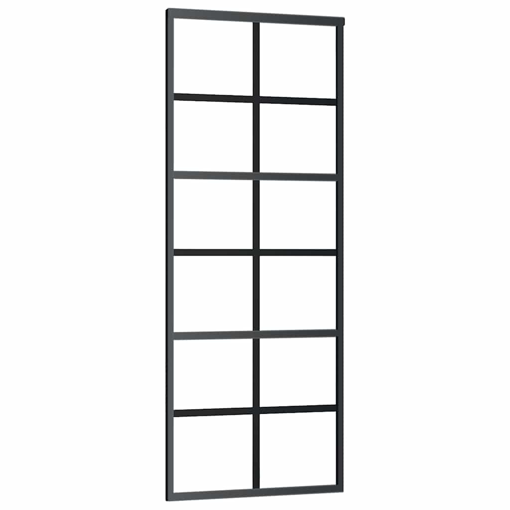 skydedør med hardwaresæt 76x205 cm sikkerhedsglas aluminium