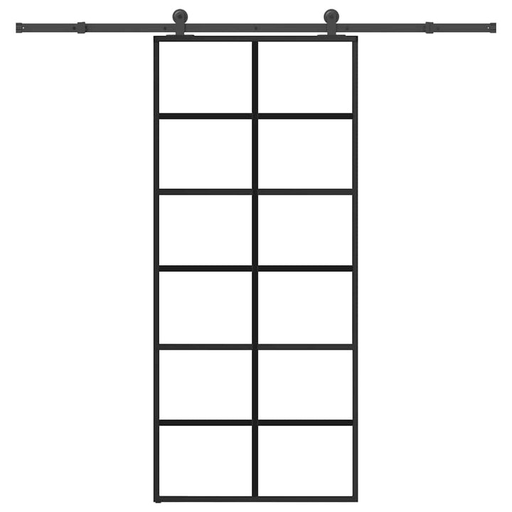 skydedør med hardwaresæt 90x205 cm sikkerhedsglas aluminium