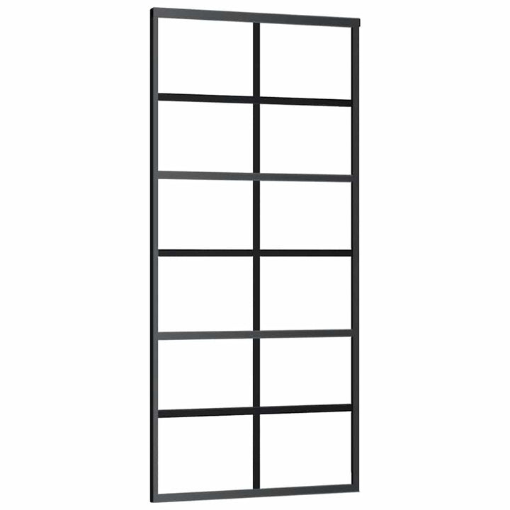 skydedør med hardwaresæt 90x205 cm sikkerhedsglas aluminium