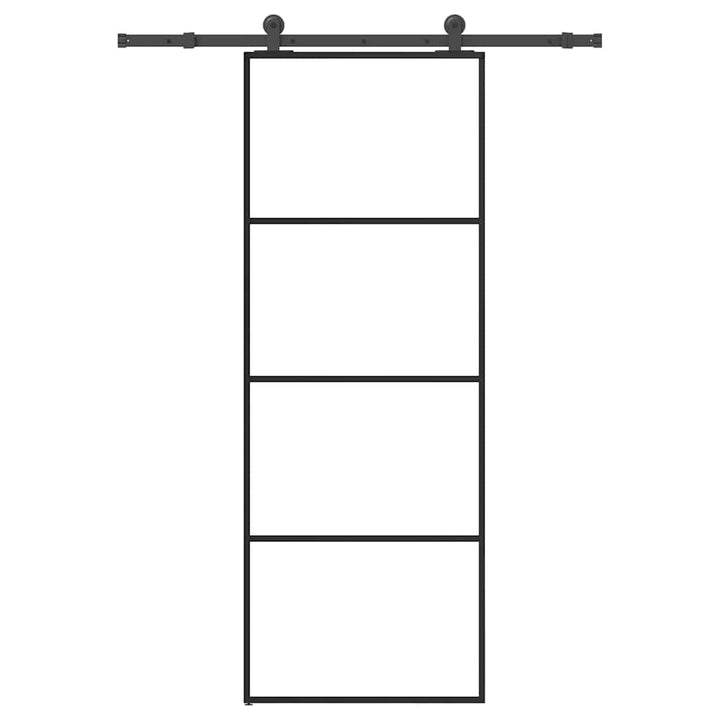 skydedør med hardwaresæt 76x205 cm sikkerhedsglas aluminium