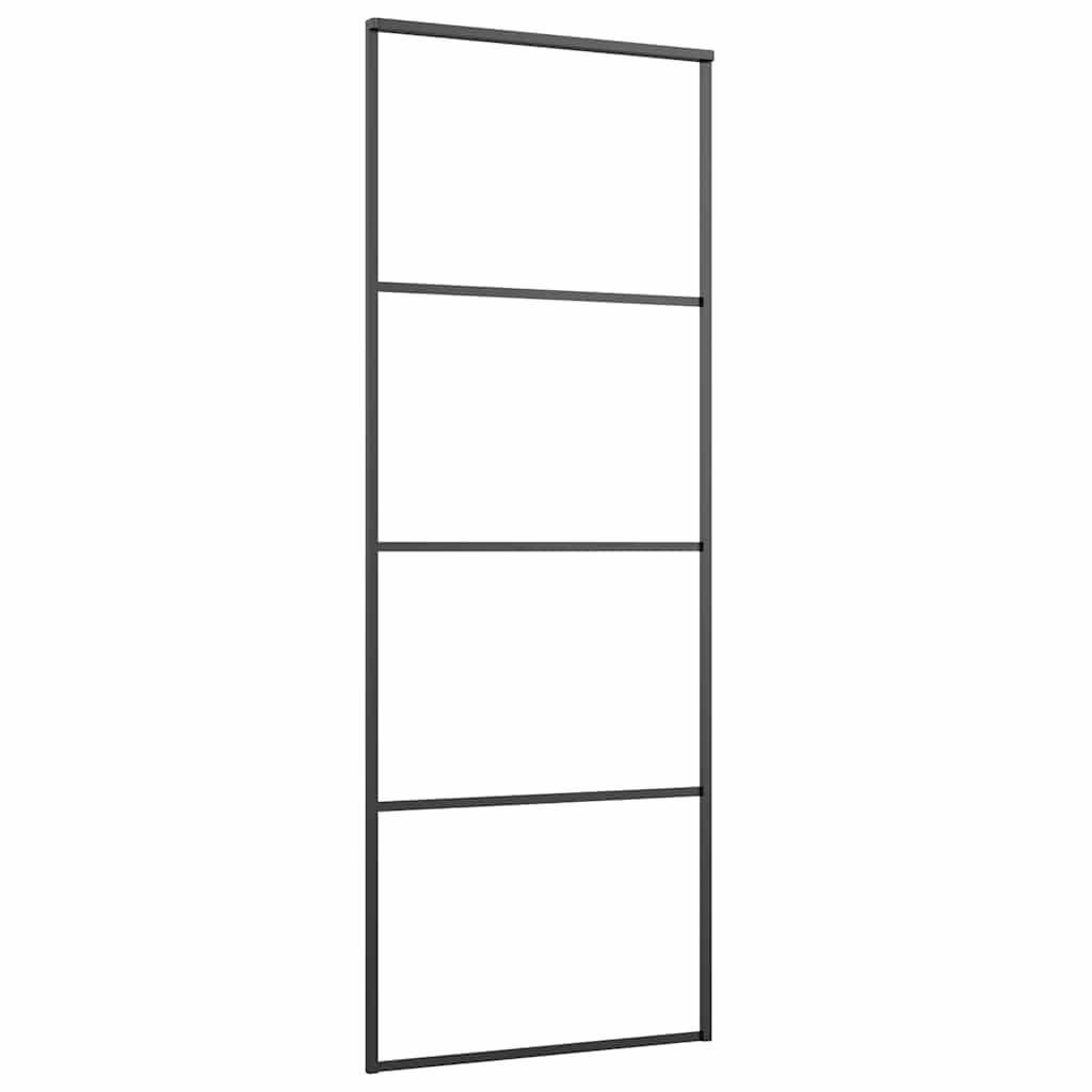 skydedør med hardwaresæt 76x205 cm sikkerhedsglas aluminium