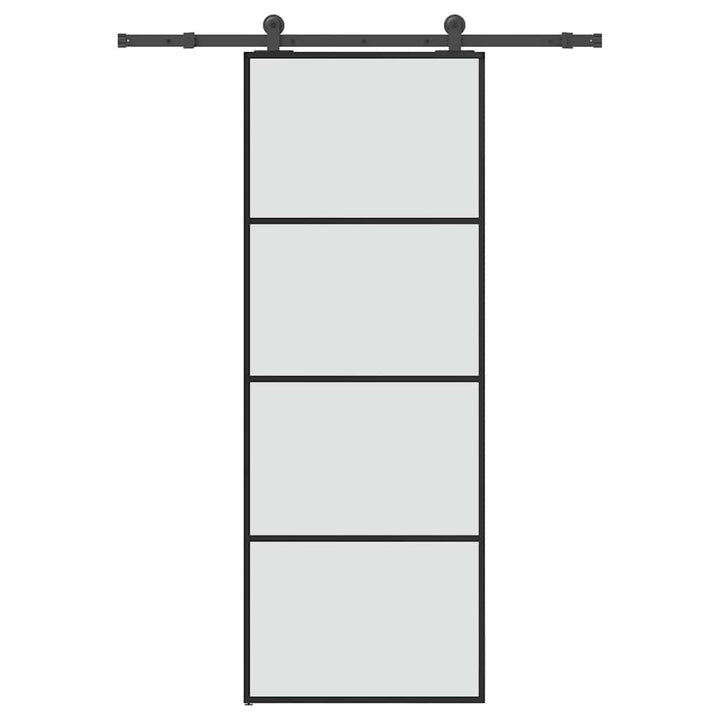 skydedør med hardwaresæt 76x205 cm sikkerhedsglas aluminium