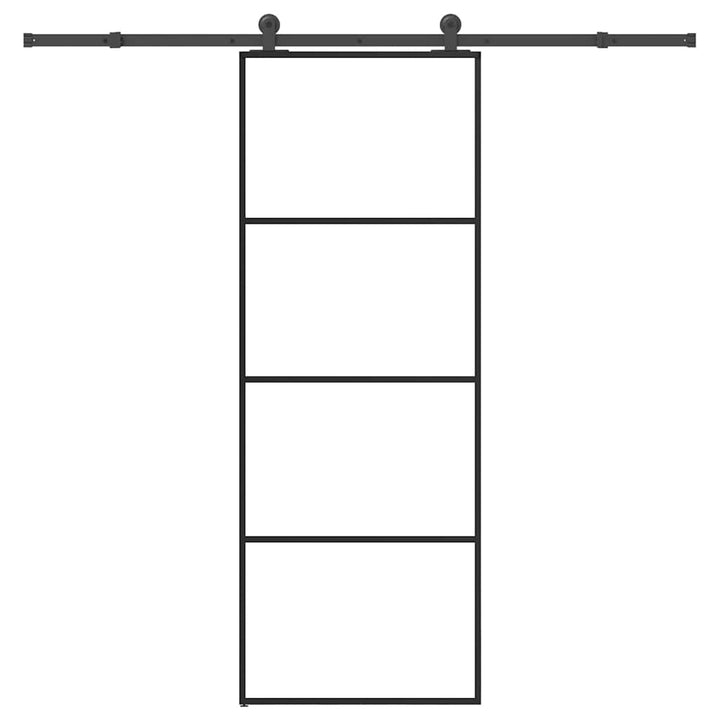skydedør med hardwaresæt 76x205 cm sikkerhedsglas aluminium