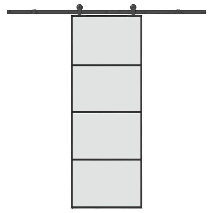 skydedør med hardwaresæt 76x205 cm sikkerhedsglas aluminium