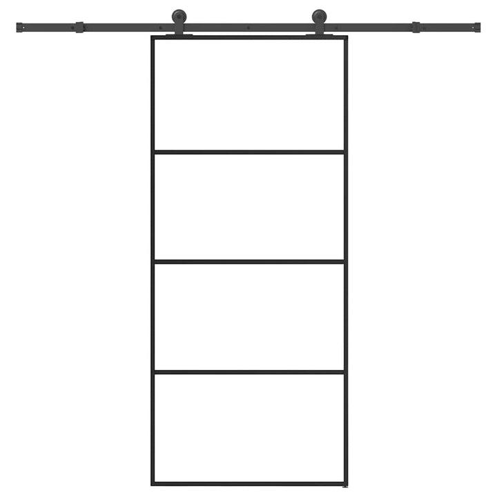 skydedør med hardwaresæt 90x205 cm sikkerhedsglas aluminium