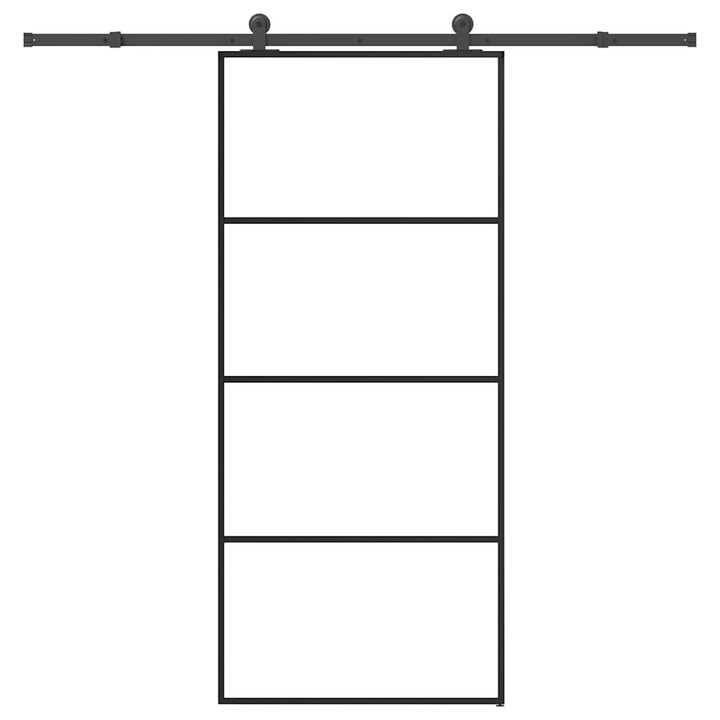 skydedør med hardwaresæt 90x205 cm sikkerhedsglas aluminium