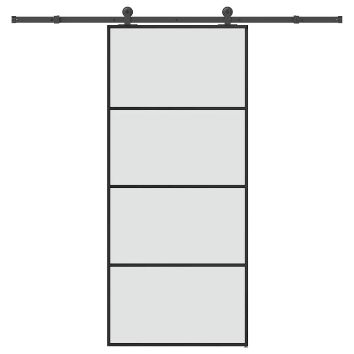 skydedør med hardwaresæt 90x205 cm sikkerhedsglas aluminium