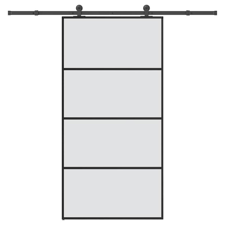 skydedør med hardwaresæt 102,5x205 cm sikkerhedsglas aluminium