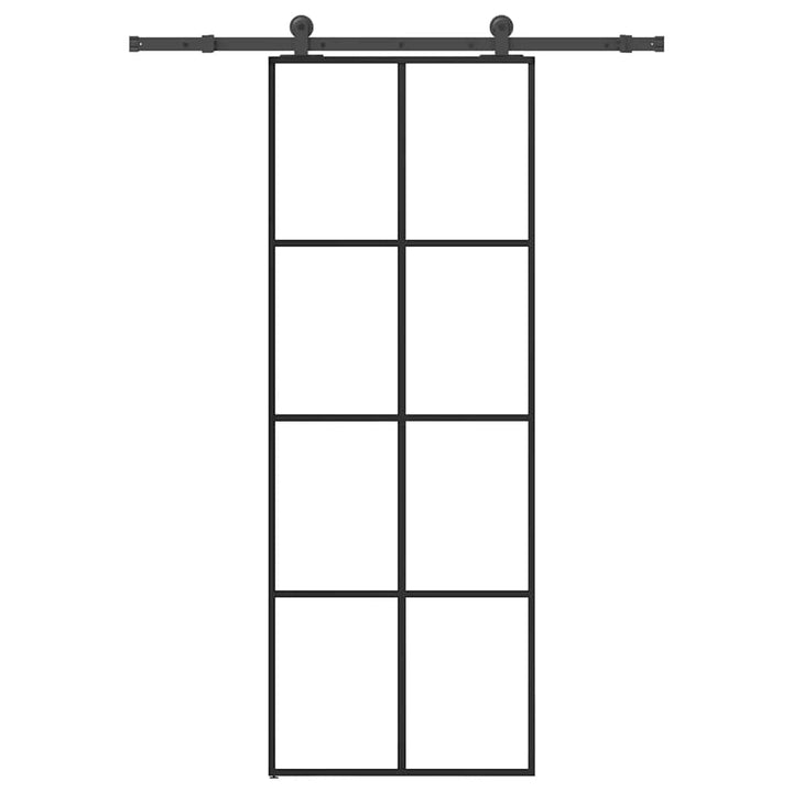 skydedør med hardwaresæt 76x205 cm sikkerhedsglas aluminium