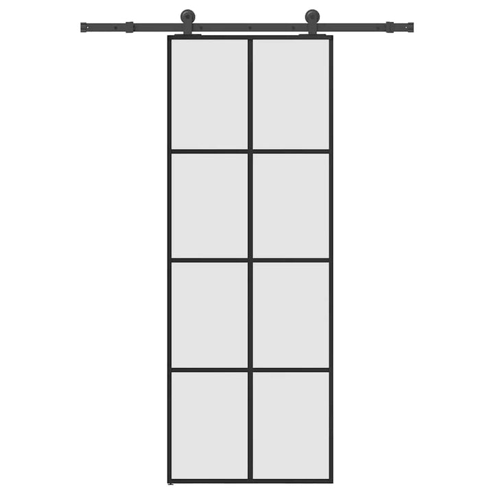 skydedør med hardwaresæt 76x205 cm sikkerhedsglas aluminium