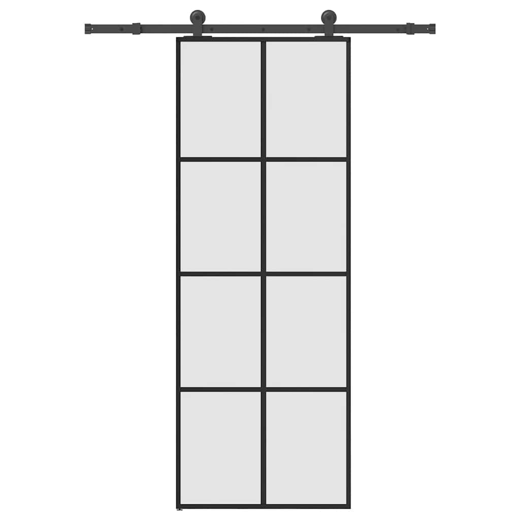 skydedør med hardwaresæt 76x205 cm sikkerhedsglas aluminium