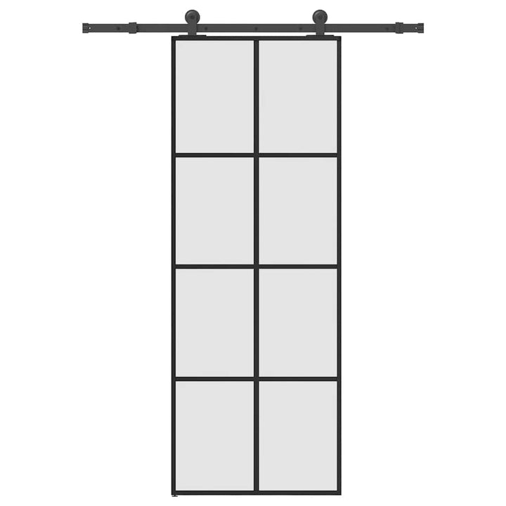 skydedør med hardwaresæt 76x205 cm sikkerhedsglas aluminium
