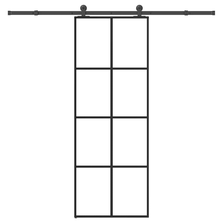 skydedør med hardwaresæt 76x205 cm sikkerhedsglas aluminium