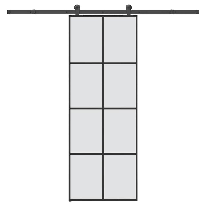 skydedør med hardwaresæt 76x205 cm sikkerhedsglas aluminium